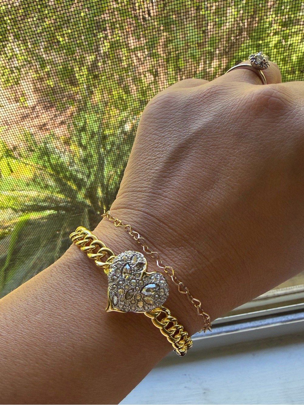 Alexis Bittar Gold-Tone Heart Pavé Crystal Chain Bracelet